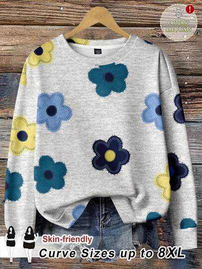 SHEIN CURVE+ Plus Size/Campus Style Clothing/Back To School Clothing/Plus Size Autumn And Winter Clothing, Plus Size, Sleeve Splicing, Contrasting Color, Woven Band, Thick Sweater