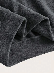 Tween Girls Casual Gray Reversible Fleece Embroidered Pony Loose Drop Shoulder Long Sleeve Sweatshirt And Pleated Wide Leg Sweatpants Set, Back To School Outfit, Tracksuit - Dark Grey - View 12