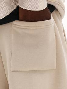 SUMWON Pantalones de chándal de pierna ancha con pliegues, ajuste relajado, pantalones de estar por casa con cordón en la cintura, uso casual diario, estilo de calle, cómodos y lisos - Albaricoque - Ver 7