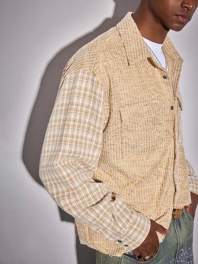 Street Life Chemise-veste décontractée à carreaux mode homme