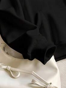 Hanorac casual cu mânecă lungă și imprimeu cu funde pentru adolescente