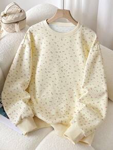 SHEIN Áo nỉ nữ, Áo nỉ trùm đầu họa tiết hoa màu vàng nhạt mùa thu đông, Quà tặng nữ, Áo nỉ mùa thu, Áo nỉ ngày lễ, Thời trang, Áo nỉ in họa tiết, Áo nỉ thời trang và đẹp mắt, Quà tặng cho anh chị em, Quà tặng cho chị em gái, Áo nỉ vui nhộn, Thường ngày, Đơn giản, Áo nỉ thời trang - Nhiều màu - Xem 3