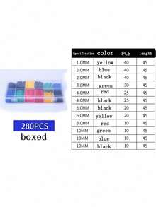 127/140/164/280/328/530/560/800件装 黑红双色2:1热缩管套装，适用于各种管道、电缆网、线缆管理和绝缘保护 - 彩色 - 查看 14