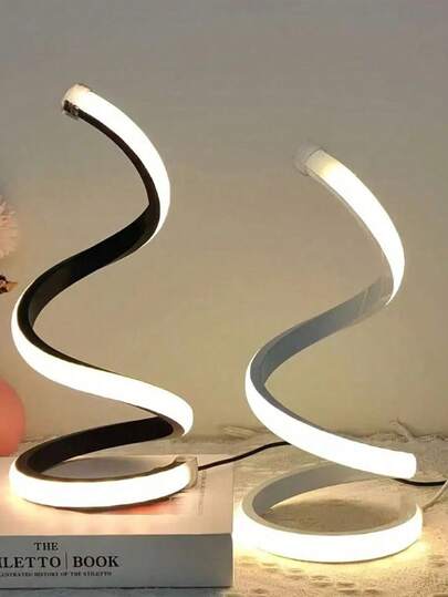 1PC Metal Modern Spiral Desk Lamp, Dimmable 3-Color LED Table Lamp With USB Power, Circle Lamp For Eye Protection, Reading, Writing, Studying, Suitable For Living Room, Bedroom, Classroom, Kitchen, Dining Room