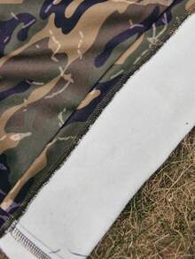 WanderVale 女士秋冬迷彩印花阔腿直筒宽松裤 - 軍綠色 - 查看 5