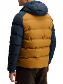 Superdry Men's Sport Puffer Hooded Jacket Navy Brown - Navy colourblock - View 2