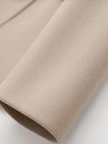 Franclia 女士优雅V领修身大衣，秋冬款 - 杏色 - 查看 4