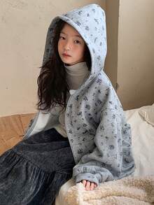 DAZY Tween Girls' Hooded Thermal Lined Knit Sweatshirt, Fall - Grey - View 5