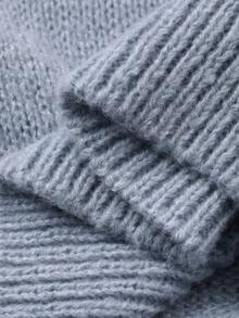 DAZY Áo len chui đầu cổ chữ V 2 trong 1 dành cho nữ, phong cách retro thường ngày rộng rãi, màu xám, mùa thu/đông, thích hợp cho lễ Halloween - Màu xanh lam - Xem 9