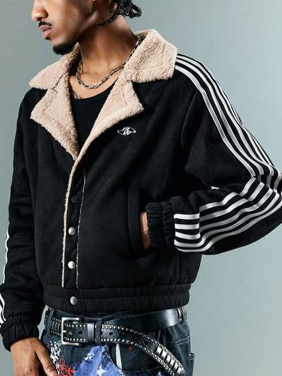 Street Life Men's Casual Striped Patchwork Thermal Lined Jacket, Autumn/Winter