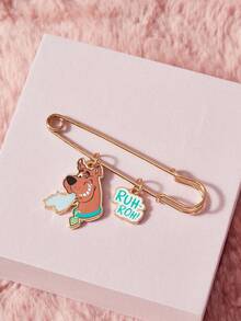 SCOOBY-DOO X SHEIN 女士时尚可爱卡通狗胸针 - 金色 - 查看 4