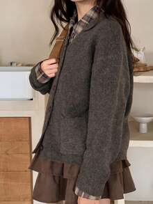 Dazy Kids Tween Girls V-Neck Solid Color Cardigan