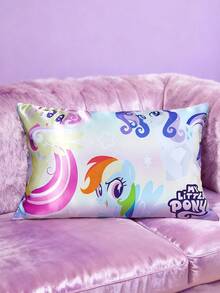 My Little Pony X SHEIN 2Pc Cute Cartoon Printed Pillowcase Set, Two Colors, Satin Material, Comfortable And Cool, Smooth And Not Easy To Wrinkle, Care For Hair And Skin, Multiple Sizes Twilight Sparkle/Rainbow Dash/Pinkie Pie/Applejack/Fluttershy/Rarity,Gift Ideas - 彩色 - 查看 2