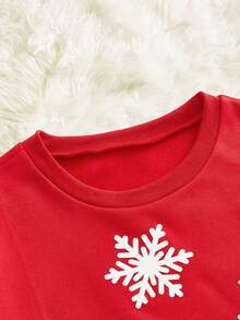 HIMLAND Áo nỉ dài tay nam kiểu dáng thường ngày in họa tiết bông tuyết, phong cách sang trọng đón năm mới. - Đỏ - Xem 7