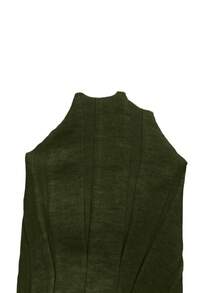 Rafferiza Váy dệt kim dài tay cổ tròn màu trơn dành cho nữ, thu/đông - xanh quân đội - Xem 6