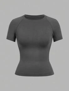 Easithlete 2 件装运动工作室夏季休闲纯色无缝短袖运动 T 恤 - 彩色 - 查看 2