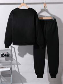 Vacaura 男童两件套，青少年（男）春/秋/冬波士顿印花圆领卫衣搭配 Lightning 休闲运动裤套装 - 彩色 - 查看 4