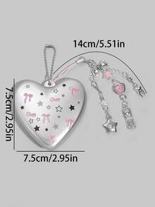 ROMWE Kawaii 1 pieza Juego de peine y espejo plegable con lazo lindo, peine de airbag para volver a la escuela, peine y espejo portátil DIY - Ceniza rosa - Ver 2