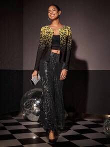 Shutterstock Glamance 渐变亮片休闲简约女式外套，适合冬季派对上衣、外套、新年夹克 - 彩色 - 查看 3