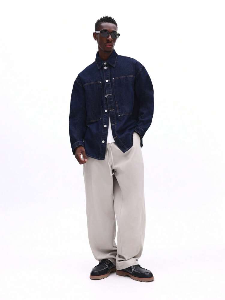 Pantalón casual de pierna ancha con cordón ajustable
