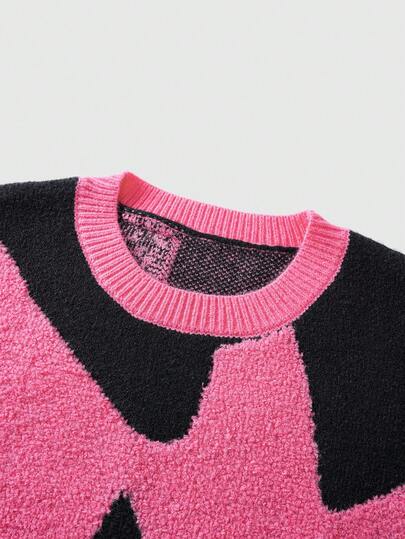 Street Life كنزة صوفية رجالية بياقة طاقم وأكمام طويلة بنمط ألوان متباينة