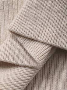 Livesso Women's Loose Business Casual Half-Zip Collar Knit Sweater, Outdoor Street Style, Solid Color, Autumn/Winter - Beige - View 7