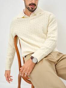 Manfinity CityGents 男士休闲高领长袖毛衣，秋冬季 - 杏色 - 查看 2