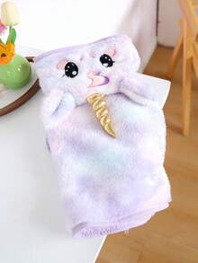 PETSIN 1件猫狗通用宠物浴巾，加厚吸水速干浴袍，腹部配有可调节尺寸的粘扣，可爱小马变身浴袍，宠物沐浴美容巾 - 淡紫色 - 查看 7