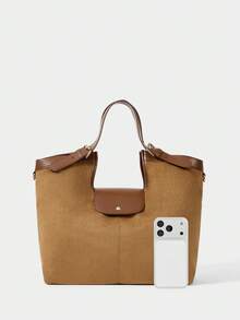 SHECARRY WOMEN SUEDE DALIY SHOPPER BAG - Camel - View 4