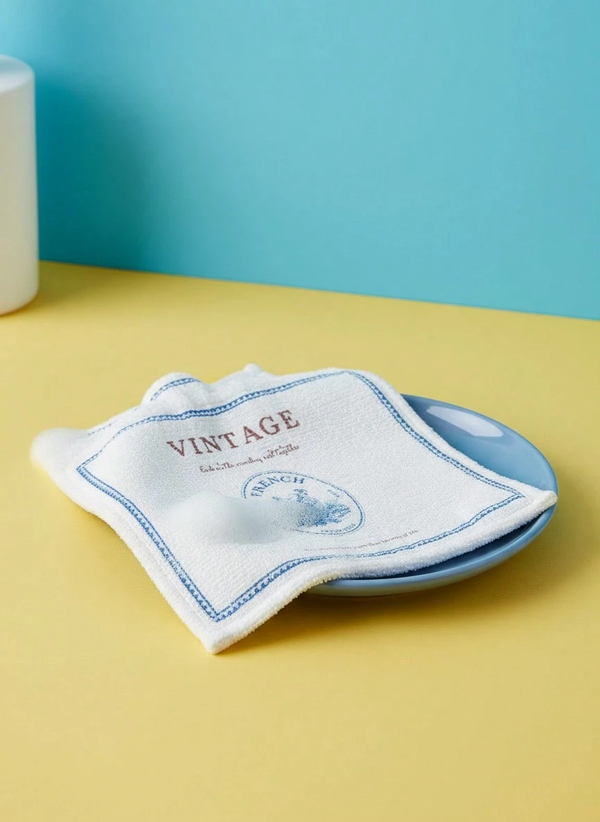 Joivida 2条装厨房创意吸水清洁抹布，不易沾油渍，简约印花，加厚设计，采用木浆棉竹纤维布制成 - 彩色 - 查看 1