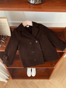 TaviRue 男婴经典双排扣大衣，保暖百搭，休闲外套，适合秋冬季室内、室外、日常、运动、聚会、摄影、度假等场合。