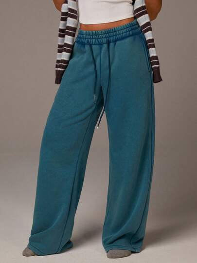 Athîral 宽松阔腿休闲裤，秋冬运动裤，水洗保暖内衬斜裁运动裤，冬季女裤，毛绒裤，运动裤，阔腿裤，宽松裤，女士健身服，女士运动裤