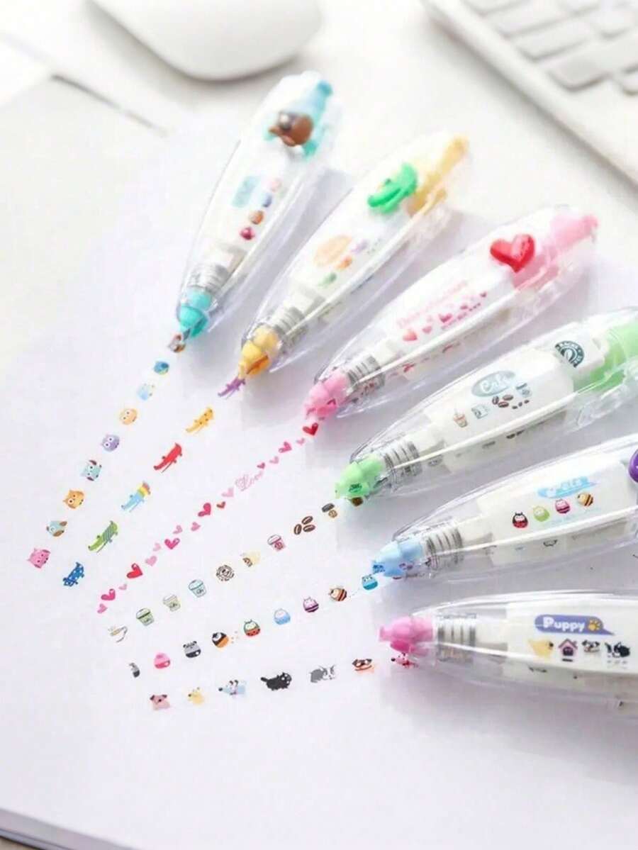 1 pezzo Nastro correttore meccanico casuale e carino stile Kawaii, ottimo per decorare diari e forniture scolastiche