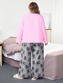 SHEIN CURVE+ Conjunto informal de dos piezas con estampado para mujer de talla grande - Multicolor - Ver 2