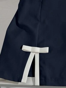 Franclia Elegant Navy Blue Mini Dress For Women Fitted Sleeveless Flared Hem Design Casual Style Navy Blue Elegant Dress Dark Blue Dress Bow Dress Mod Dress A Line Dress