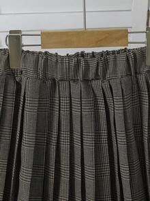 SHEIN Sparklyn 3件套儿童休闲复古时尚毛绒背心（带蝴蝶结）、配套长袖上衣和PU百褶裙（适合8-12岁儿童）