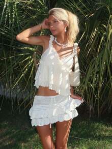 Sydney Algeri Ocean Wave Style Women's A-Line Beach Skirt - White - View 5