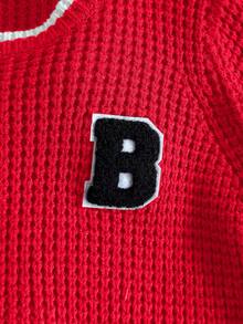 PrepCrw 男婴刺绣贴布圆领毛衣，学院风