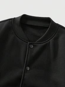 ROMWE MEN Street Life Men's PU Leather Patchwork Long Sleeve Single-Breasted Casual Baseball Jacket - Multicolor - View 3