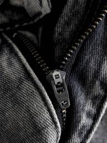 ROMWE MEN Street Life Quần jeans nam ống rộng dáng suông có túi hộp - Xám - Xem 6