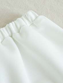 SHEIN 2pcs Baby Girl Cute Sweet Elegant Preppy Fashion White Black Contrast Color Binding Trim Bow Knot Decor Long Sleeve Round Neck Cardigan Jacket Blazer Coat Tops And A-Line Skirt Two Pieces Outfit Sets Suit Soft Clothes For Party Birthday Wedding Photo Shoot Fall Autumn Winter - White - View 6