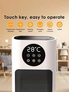 Teckwe New Type Of Household Vertical Heater Fan, Featuring An Anti-Tip Oscillating Hot Air Blower, Silent Electric Heater, Honeycomb Aluminum Heat Conduction, Independent Digital Display, Suitable For Home Use,European Plug - Multicolor - View 3