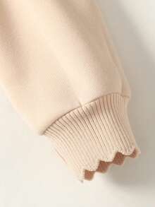 Maija Kids Áo len cổ tròn thêu hoa trơn màu cho bé gái và quần legging co giãn trang phục thường ngày - Cà phê nâu - Xem 4