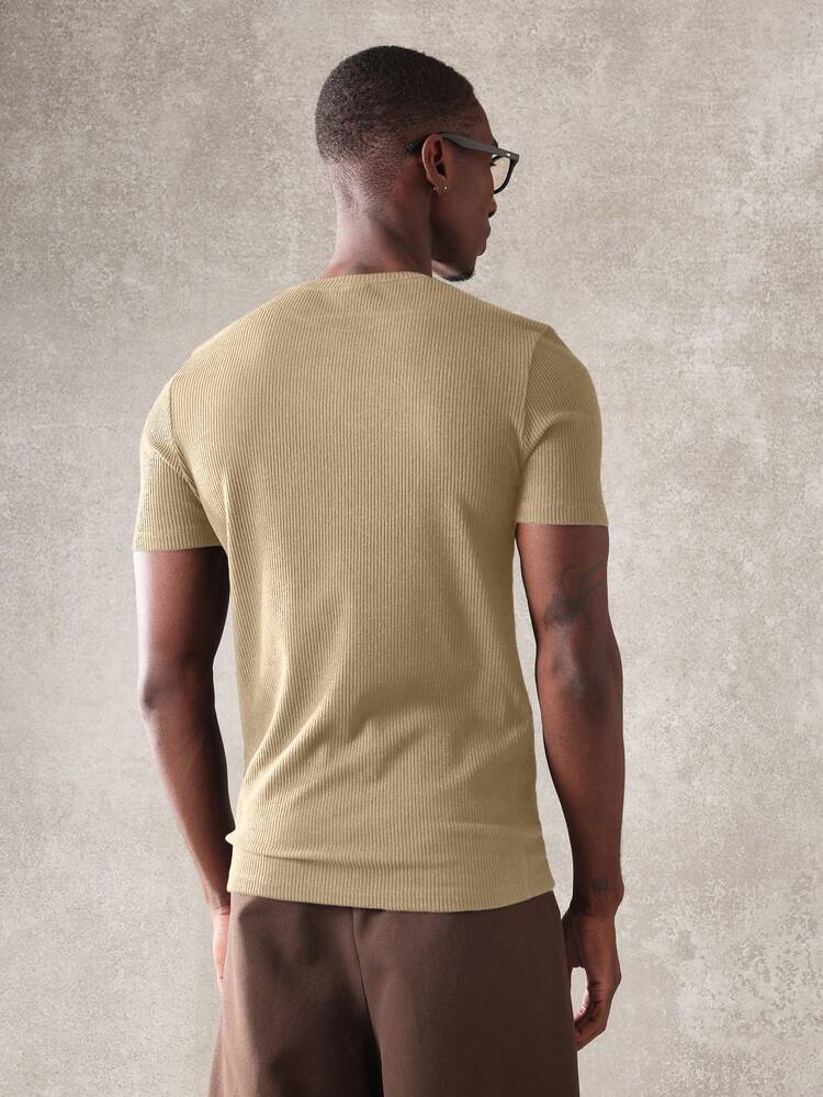 Ribbed Textured Muscle Fit Tee