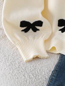 Tween Girls' Premium Autumn Winter New Style Apricot Knit Cardigan- Long-Sleeve Outerwear With Exquisite Jacquard Bow Pattern, Detachable 3D Bow Decoration, Ultra-Soft Cozy Fabric, Loose Lazy Silhouette, Elegant & Versatile, Easy To Match With Tees/Dresses, Suitable For Daily Life & Festive Atmospheres Bow Clothes Sweater With Bows Bow Cardigan Bows Shirt Bow Clothes For Girls Girls Cardigan For Dress Kids Sweaters For Girls Button Girl S Spring And Autumn Suit Simple Dresses For Girls Long Sleeve With Split Jacket - Apricot - View 8