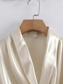 GlowEve Women's Elegant Solid Color Versatile Pearl Button Decorated Long Sleeve Blouse, Spring/Autumn - Apricot - View 5