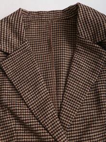 Sweetra 女士优雅高端时尚甜美贵族风办公室/约会复古格纹西装外套和褶裥连衣裙两件套，秋冬款