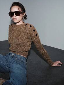 Lumivelle 女式休闲圆领撞色条纹插肩袖套头衫