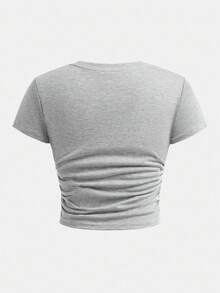 Girlism 2 件套青少年女童字母印花 T 恤和裤子，休闲日常时尚装扮，青少年两件套裤子套装，女童罗纹套装，女童裤子和上衣，喇叭裤套装，儿童女童阔腿裤套装 - 淺灰色 - 查看 10