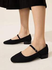 CUCCOO BASICS Women's Casual Buckle Design Versatile Chunky Heel Loafers For Christmas - Black - View 6